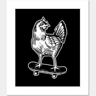 Skateboarding Chicken On A Skateboard Posters and Art